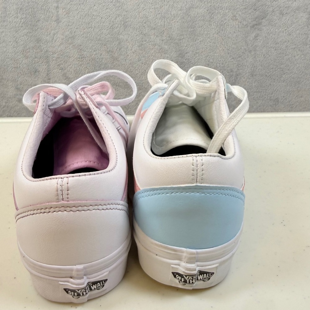 Vans Womens Size 7 Sneakers Shoes Pink Pastels Two Tone Trend Leather - Picture 7 of 8